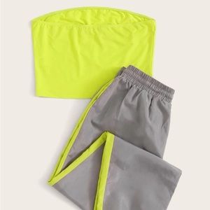 Tube top and windbreaker joggers set